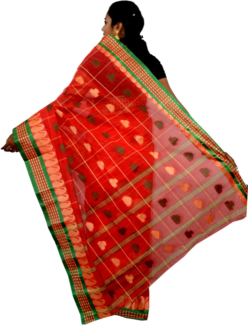 Red Pure Cotton Taser Desh Tant Saree (737)